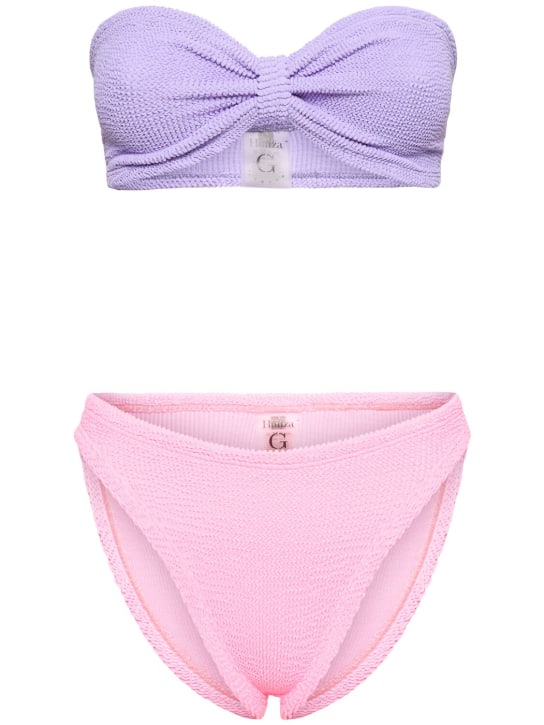 Hunza G: Duo Jean strapless bikini - Lilac/Pink - women_0 | Luisa Via Roma