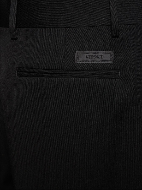 Versace: Tailored wool twill formal pants - Black - men_3 | Luisa Via Roma