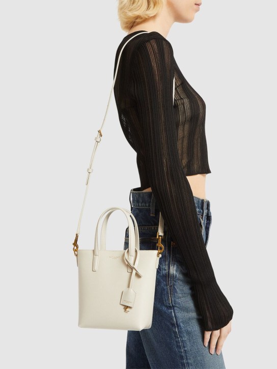 Saint Laurent: Mini Toy leather shopping bag - Blanc Vintage - women_1 | Luisa Via Roma