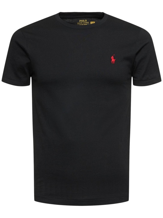 Polo Ralph Lauren: T-shirt en jersey de coton - Noir - men_0 | Luisa Via Roma