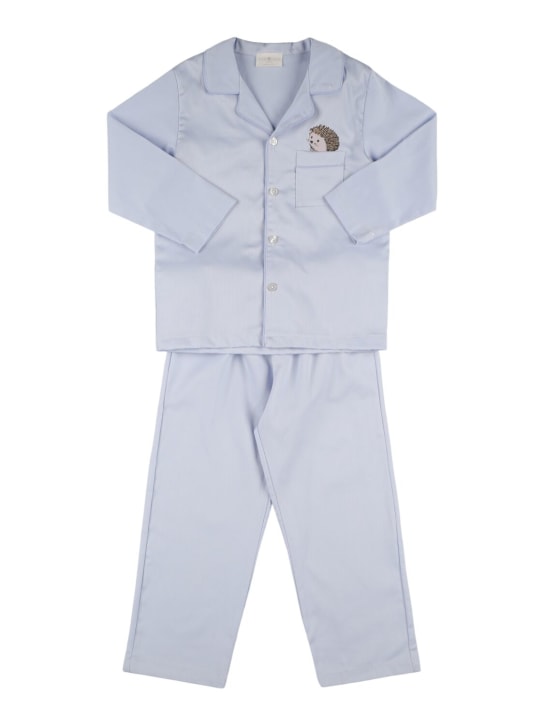 Story Loris: Cotton poplin long-sleeved pajama set - Blue - kids-girls_0 | Luisa Via Roma