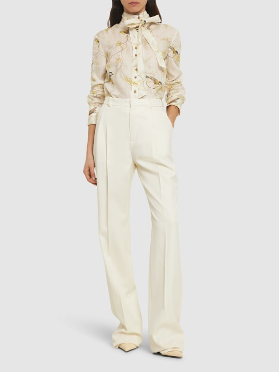 Zimmermann: Printed self-tie blouse - Ivory/Multi - women_1 | Luisa Via Roma