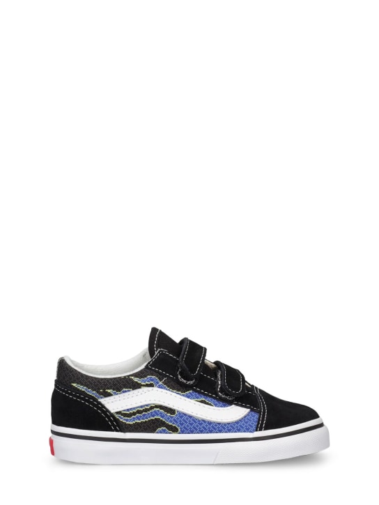 Vans: Sneakers Old Skool V de piel - Negro/Azul - kids-girls_0 | Luisa Via Roma