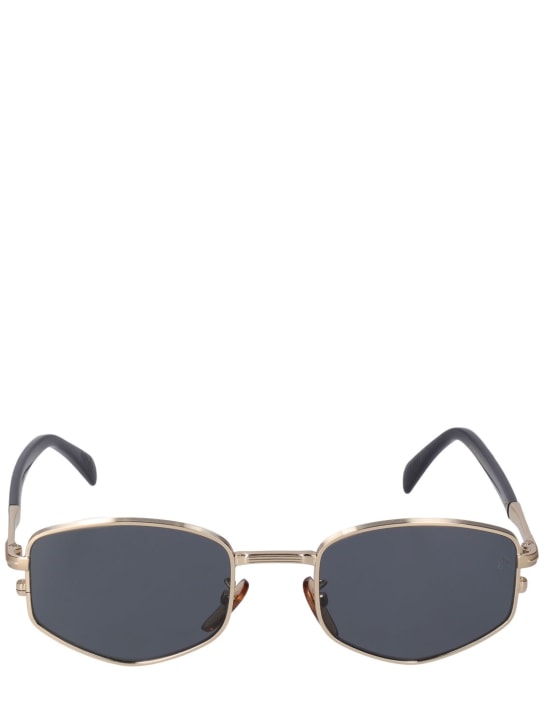 DB Eyewear by David Beckham: DB oval aviator metal sunglasses - Altın/Gri - men_0 | Luisa Via Roma
