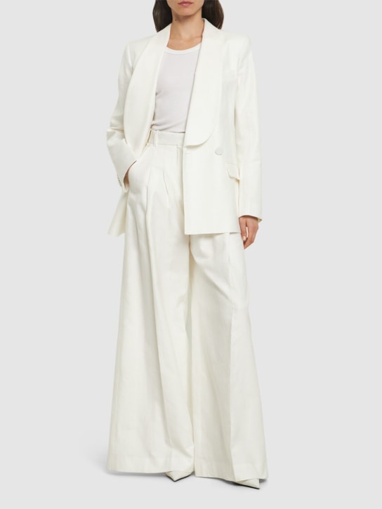 Nina Ricci: Linen blend shawl collar jacket - Beyaz - women_1 | Luisa Via Roma