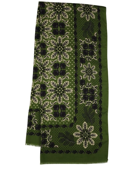 Etro: Wool scarf - Green - men_0 | Luisa Via Roma