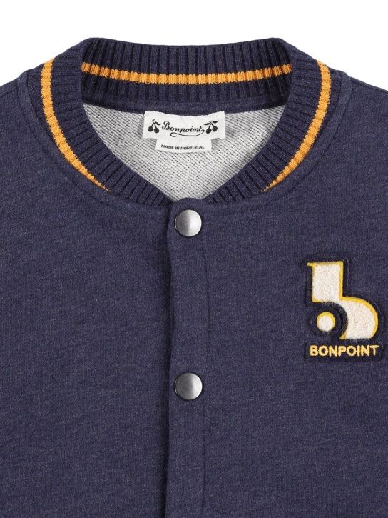 Bonpoint: Cotton sweat varsity jacket - Mavi - kids-boys_1 | Luisa Via Roma