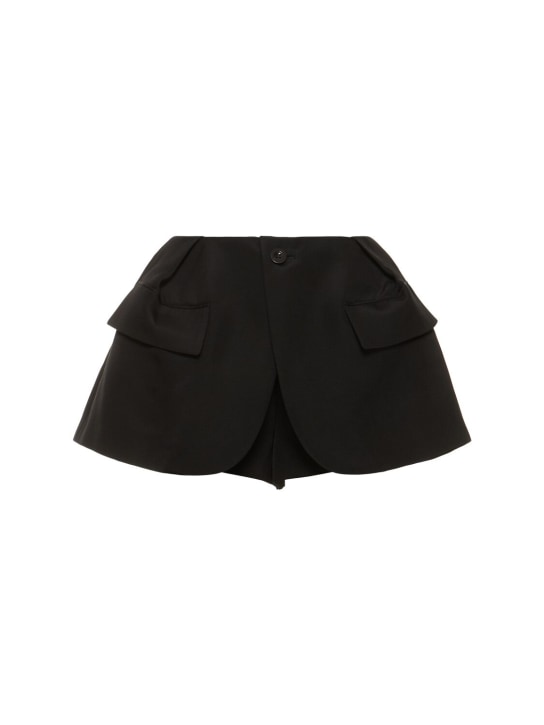 Sacai: Layered silk & cotton shorts - Black - women_0 | Luisa Via Roma