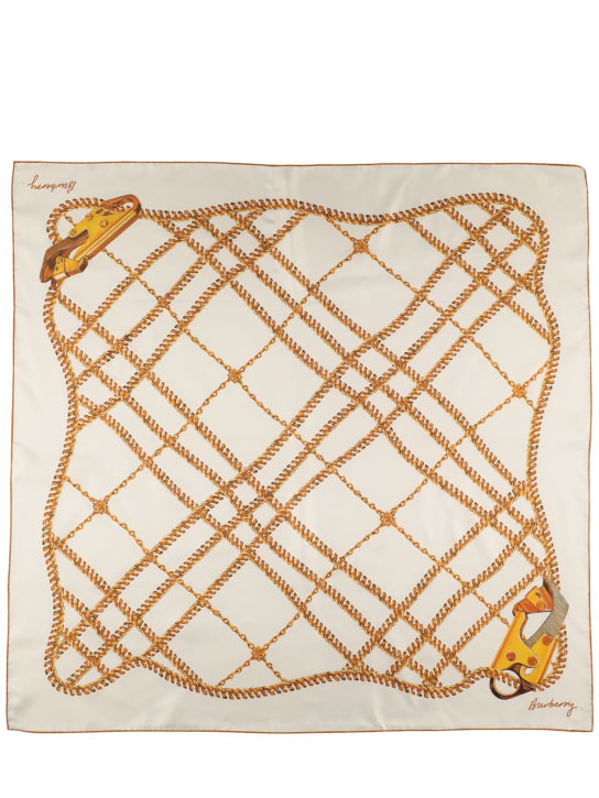 Burberry: Printed silk foulard - Gold - women_0 | Luisa Via Roma
