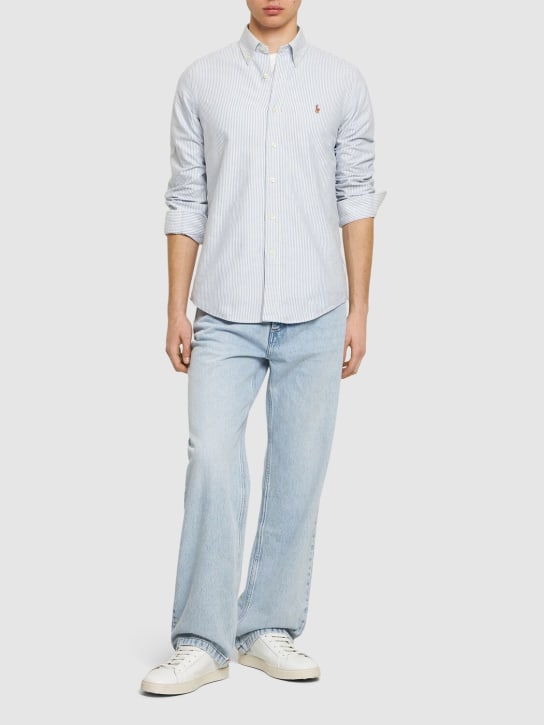 Polo Ralph Lauren: Camisa Oxford clásica de algodón - Azul/Blanco - men_1 | Luisa Via Roma