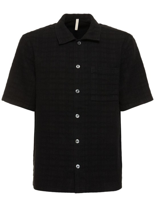 SUNFLOWER: Camisa de lino con manga corta - Negro - men_0 | Luisa Via Roma