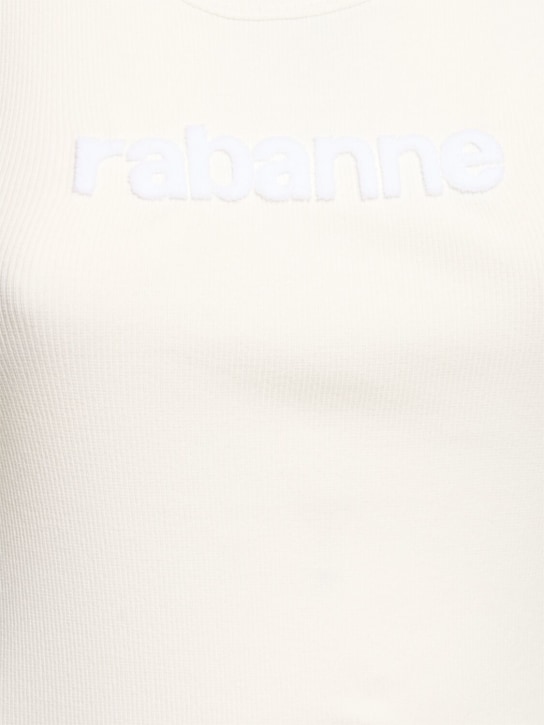 Rabanne: Logo jersey sleeveless top - White - women_1 | Luisa Via Roma