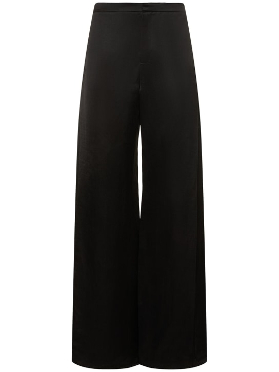 Ralph Lauren Collection: Pantalon ample en lin mélangé - Noir - women_0 | Luisa Via Roma