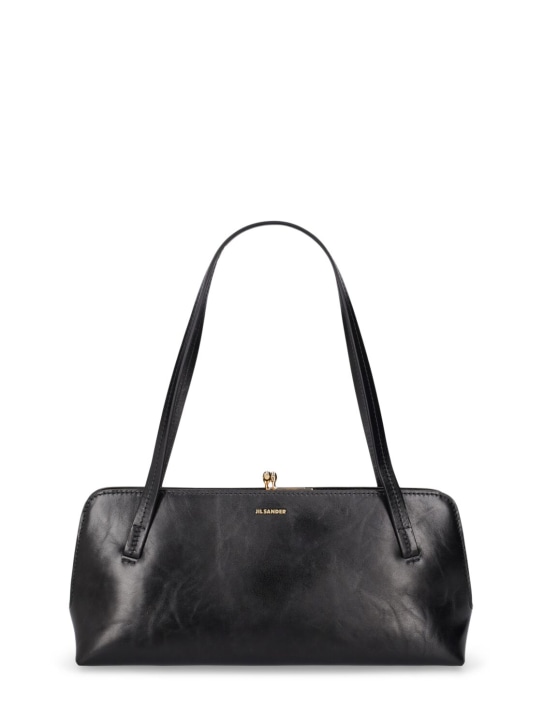 Jil Sander: Petit sac porté épaule en cuir Goji - Noir - women_0 | Luisa Via Roma