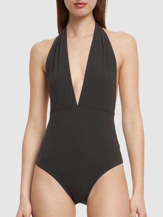 Toteme: Halter neck one piece swimsuit - Grey - women_1 | Luisa Via Roma