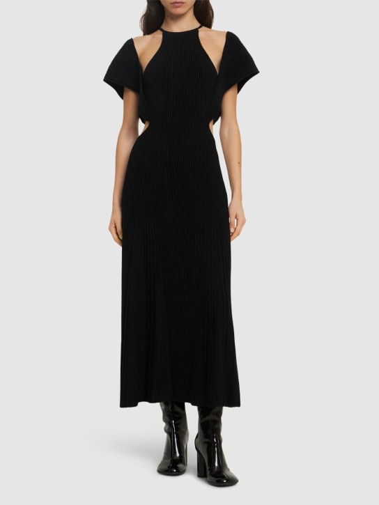 Chloé: Wool rib knit cut out long dress - Black - women_1 | Luisa Via Roma