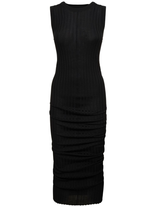 Marc Jacobs: Twist fine ribbed wool dress - Siyah - women_0 | Luisa Via Roma