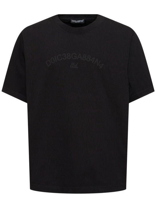 Dolce&Gabbana: Camiseta de algodón jersey - Negro - men_0 | Luisa Via Roma
