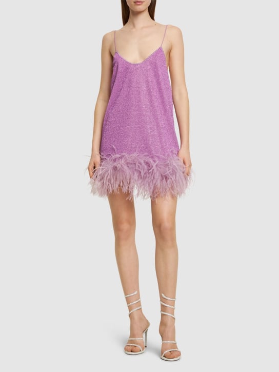 Oséree Swimwear: Lumière mini dress w/ feathers - Purple - women_1 | Luisa Via Roma