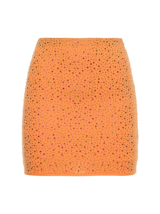 Leslie Amon: Embellished stretch tech mini skirt - Orange - women_0 | Luisa Via Roma