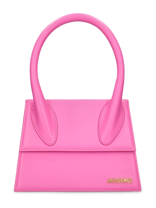 Jacquemus: Le Grand Chiquito smooth leather bag - Neon Pink - women_0 | Luisa Via Roma