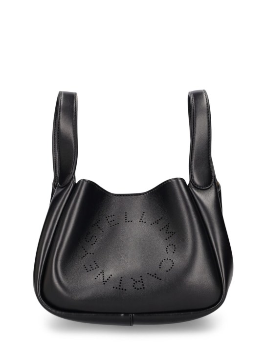 Stella McCartney: Logo faux leather crossbody bag - Siyah - women_0 | Luisa Via Roma