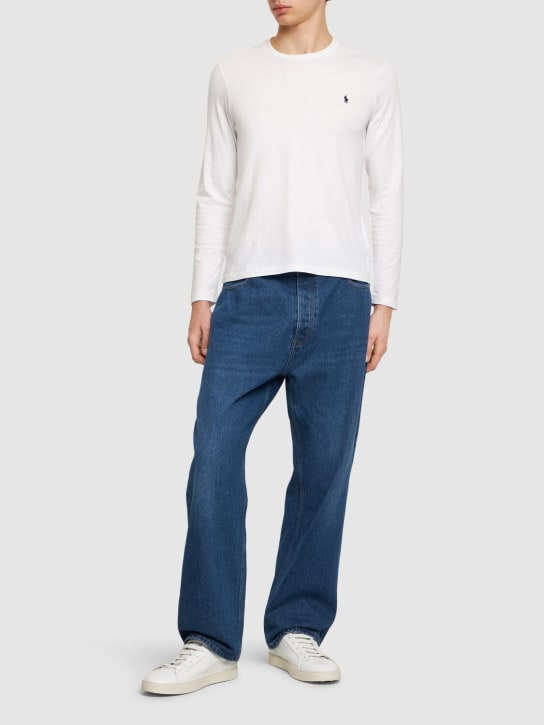 Polo Ralph Lauren: T-shirt col ras-du-cou à manches longues - Blanc - men_1 | Luisa Via Roma