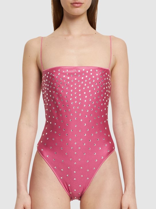 Oséree Swimwear: Gem embellished one piece swimsuit - Fuşya - women_1 | Luisa Via Roma