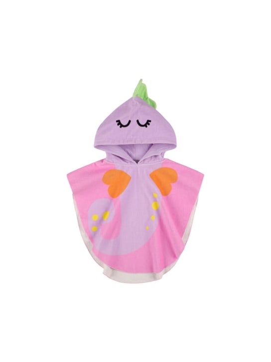 Stella Mccartney Kids: Printed cotton terry hooded towel - Pink/Purple - kids-girls_0 | Luisa Via Roma