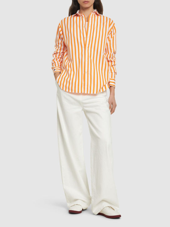 Polo Ralph Lauren: Striped cotton shirt - Turuncu/Beyaz - women_1 | Luisa Via Roma
