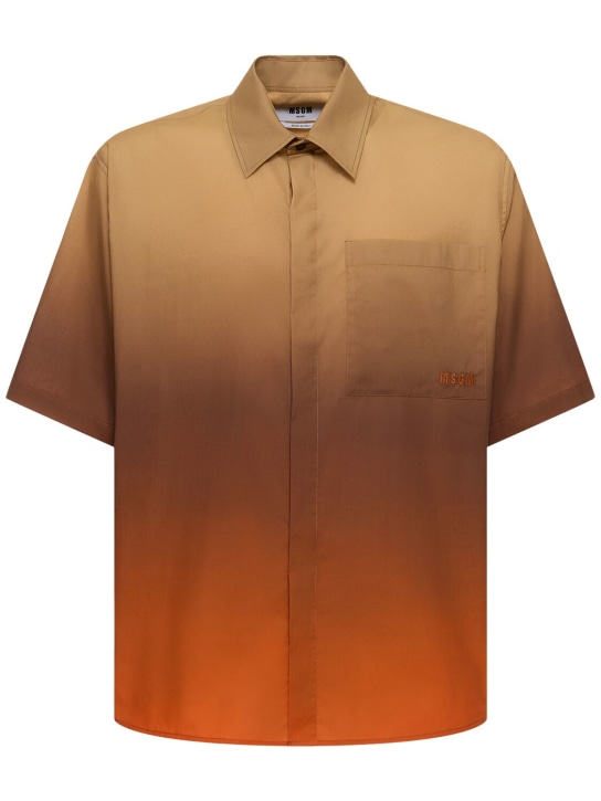 MSGM: Camicia in popeline di cotone dégradé - Arancione - men_0 | Luisa Via Roma