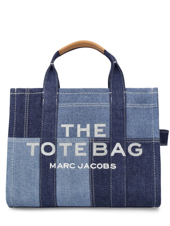 Marc Jacobs: Sac en denim avec patchs The Medium Tote - Denim Bleu - men_0 | Luisa Via Roma