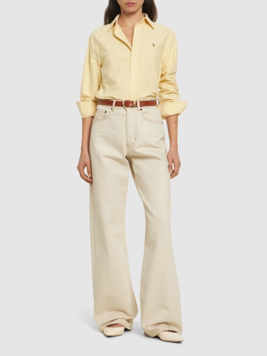 Polo Ralph Lauren: Chemise boutonnée en coton à manches longues - Jaune - women_1 | Luisa Via Roma