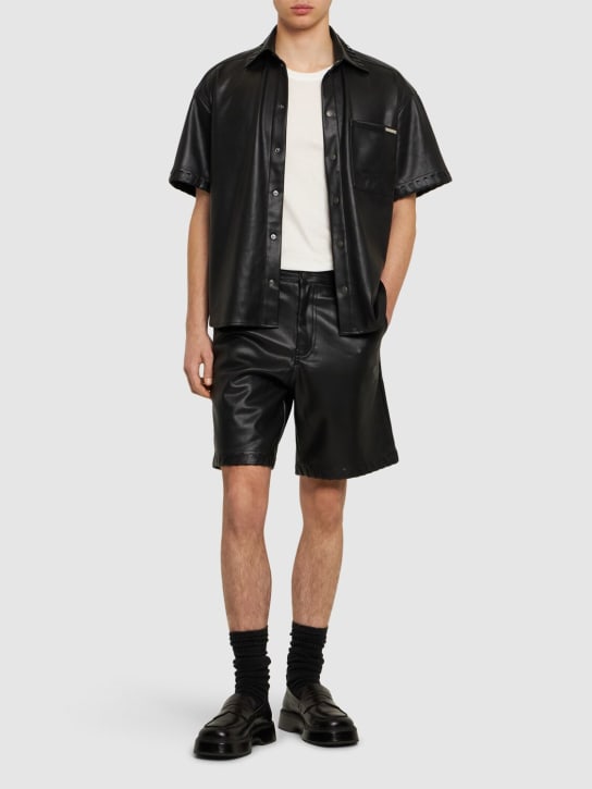 Honor the Gift: Faux leather shorts - Black - men_1 | Luisa Via Roma