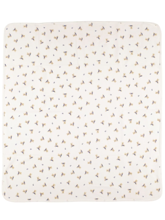 Ralph Lauren: Printed cotton interlock blanket - White/Multi - kids-boys_0 | Luisa Via Roma