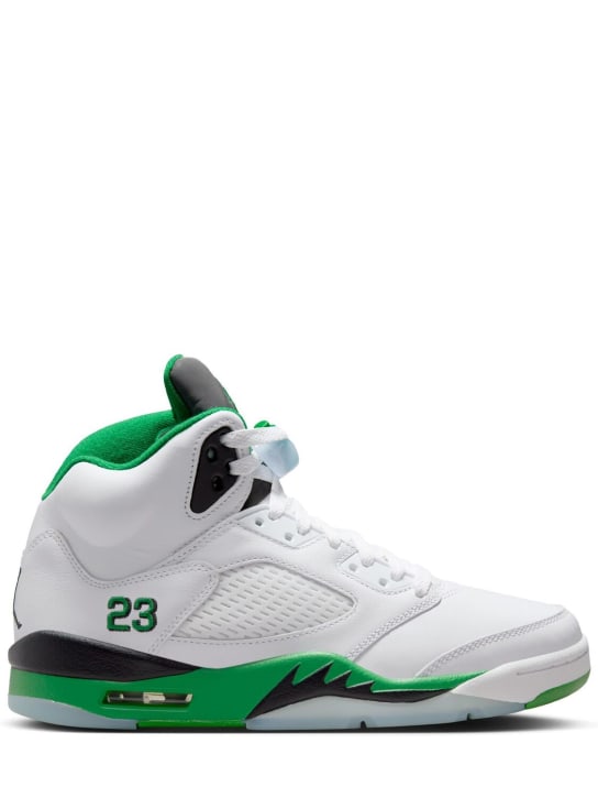 Nike: Air Jordan 5 Retro sneakers - White/Lucky Gre - women_0 | Luisa Via Roma
