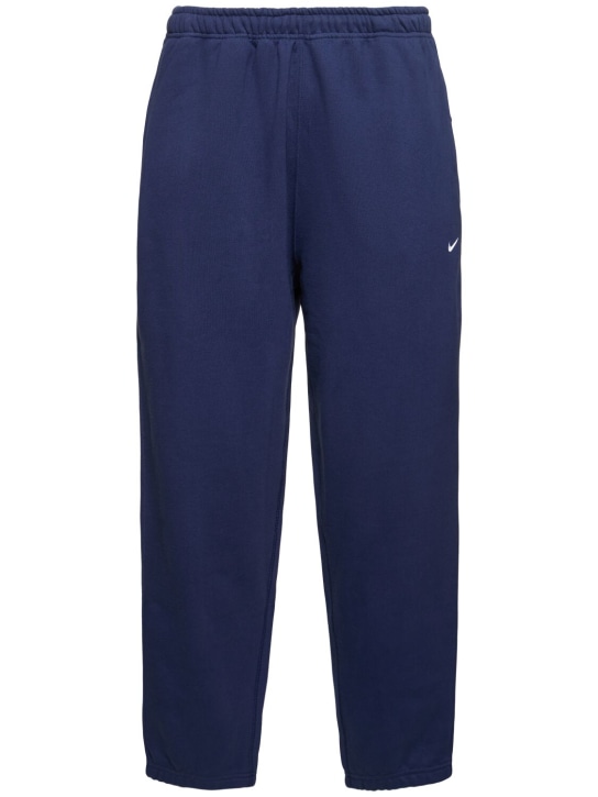 Nike: Solo Swoosh cotton blend pants - Blu Notte - men_0 | Luisa Via Roma