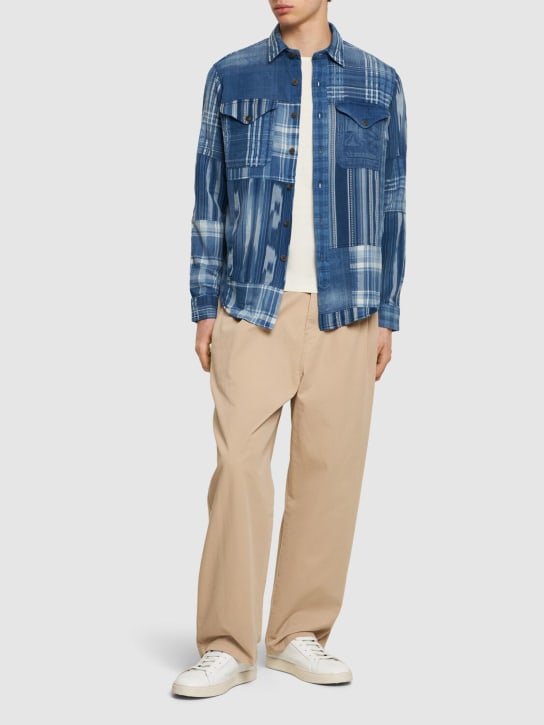 Polo Ralph Lauren: Outdoor flannel patchwork shirt - Indigo - men_1 | Luisa Via Roma