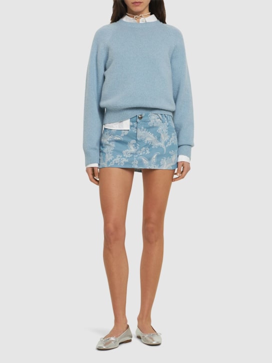 Vivienne Westwood: Foam cotton jacquard mini skirt - Mavi/Beyaz - women_1 | Luisa Via Roma