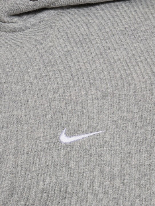 Nike: Sweat zippé en coton mélangé à capuche Solo Swoosh - Dk Grey Heather - men_1 | Luisa Via Roma