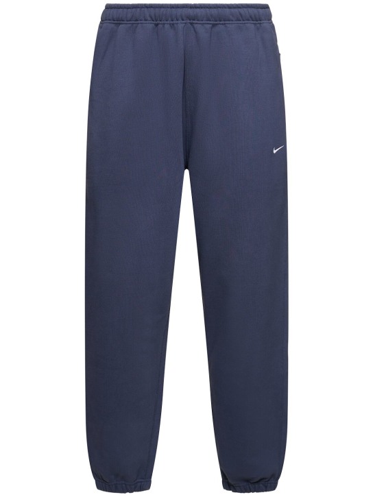 Nike: Solo Swoosh cotton blend pants - Thunder Blue - men_0 | Luisa Via Roma