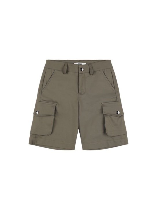 MSGM: Cotton gabardine cargo shorts - Khaki - kids-boys_0 | Luisa Via Roma