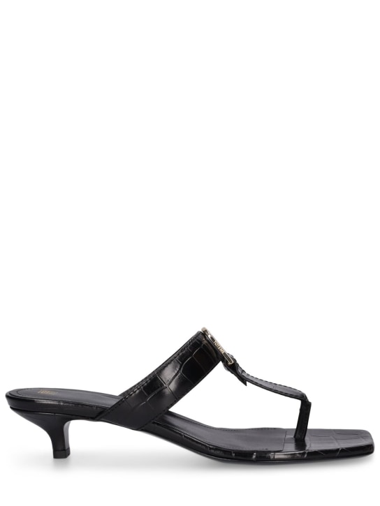 Toteme: 35mm Croc embossed leather thong sandals - Siyah - women_0 | Luisa Via Roma