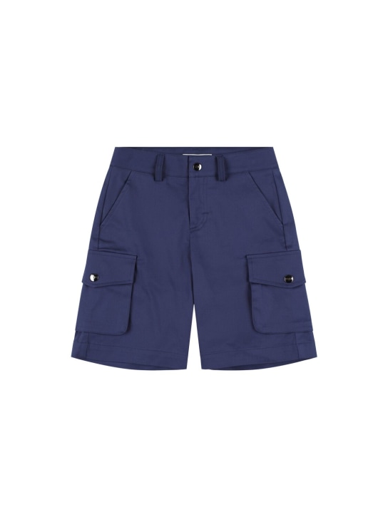 MSGM: Shorts cargo de gabardina de algodón - Azul Marino - kids-boys_0 | Luisa Via Roma