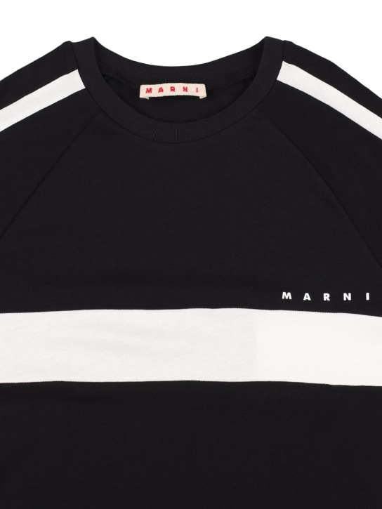 Marni Junior: T-shirt en jersey de coton à imprimé logo - Noir - kids-boys_1 | Luisa Via Roma