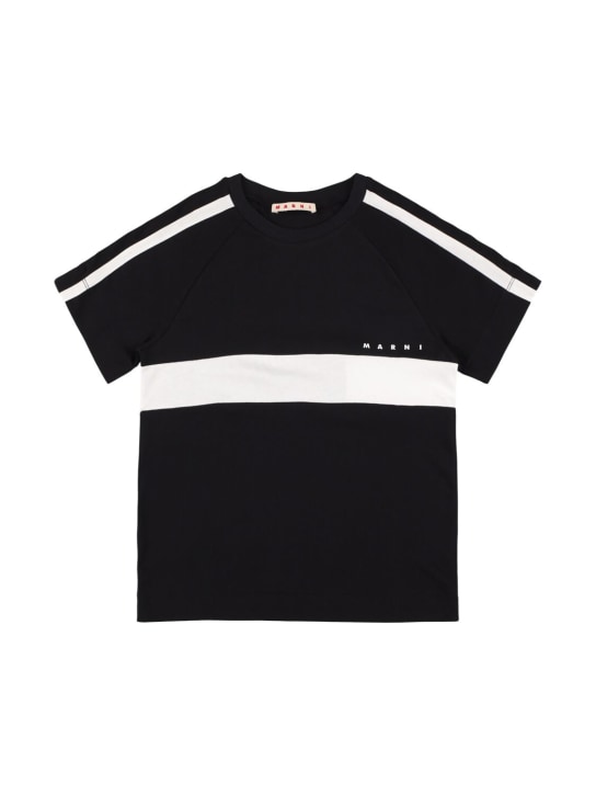 Marni Junior: T-shirt en jersey de coton à imprimé logo - Noir - kids-boys_0 | Luisa Via Roma