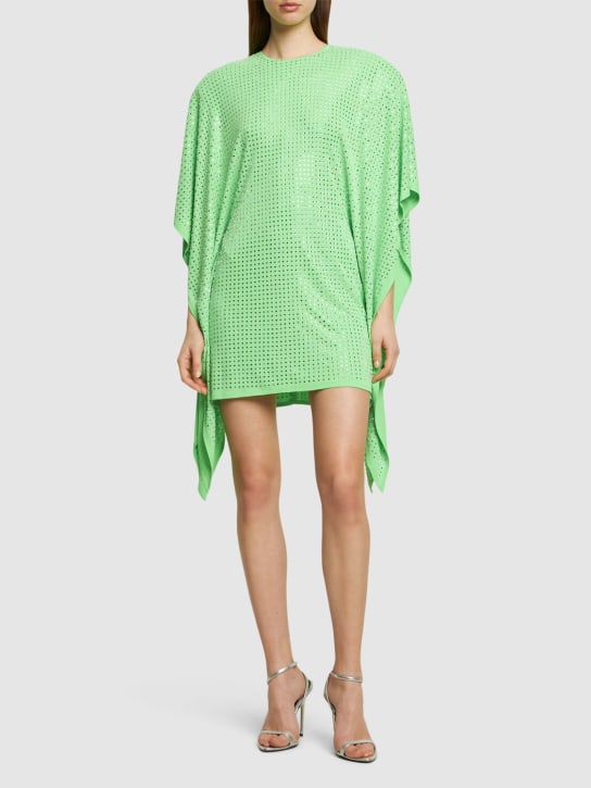 David Koma: Crystal embellished kaftan mini dress - Yeşil - women_1 | Luisa Via Roma