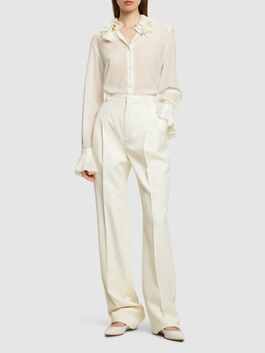 Dolce&Gabbana: Silk blend ruffled collar shirt - women_1 | Luisa Via Roma