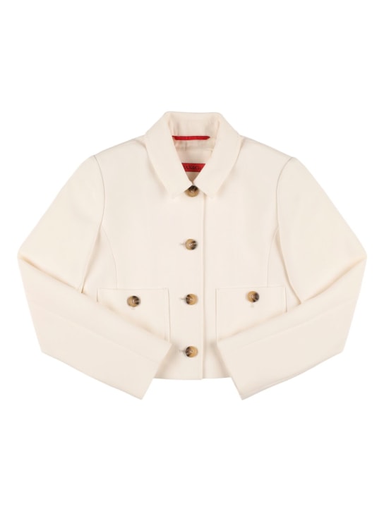 Max&co: Denim jacket - White - kids-girls_0 | Luisa Via Roma