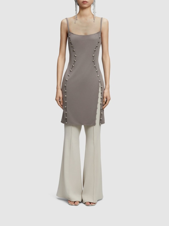 MITHRIDATE: Embellished tech mini dress - Taupe Grey - women_1 | Luisa Via Roma